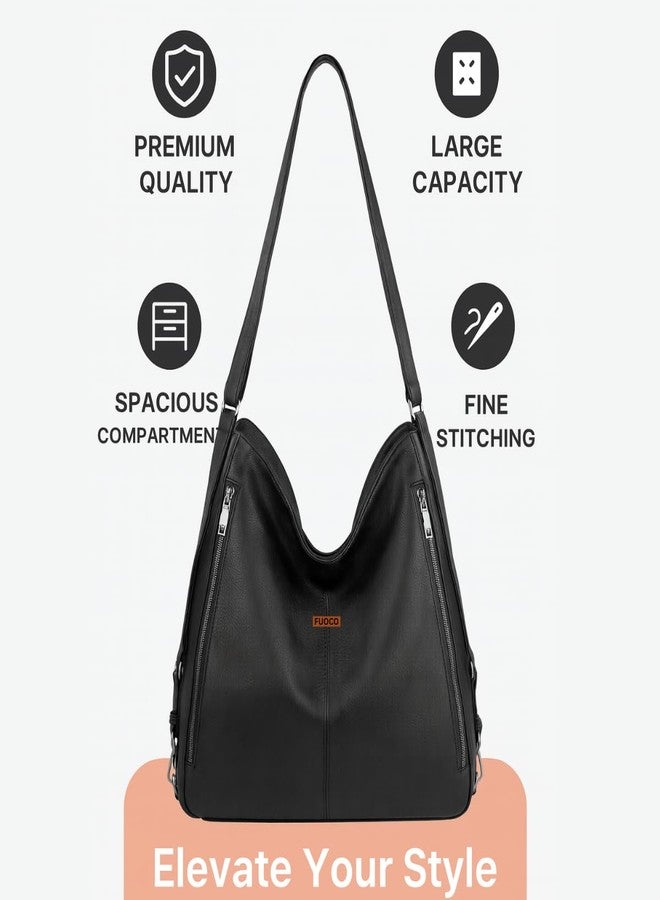 FUOCO women handbags | Women’s Premium Vegan Leather Sling Backpack | Convertible Mini Daypack | Water-Resistant Bag for Travel & Work - Image 3